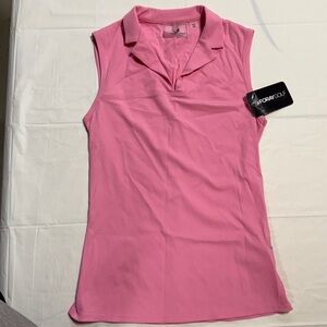 Foray Golf Sleeveless Polo Top Womens XS Pink Rib Notch Collar NWT